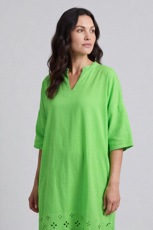 Gabrielle Embroidered Linen Dress Green – image 3 of 5