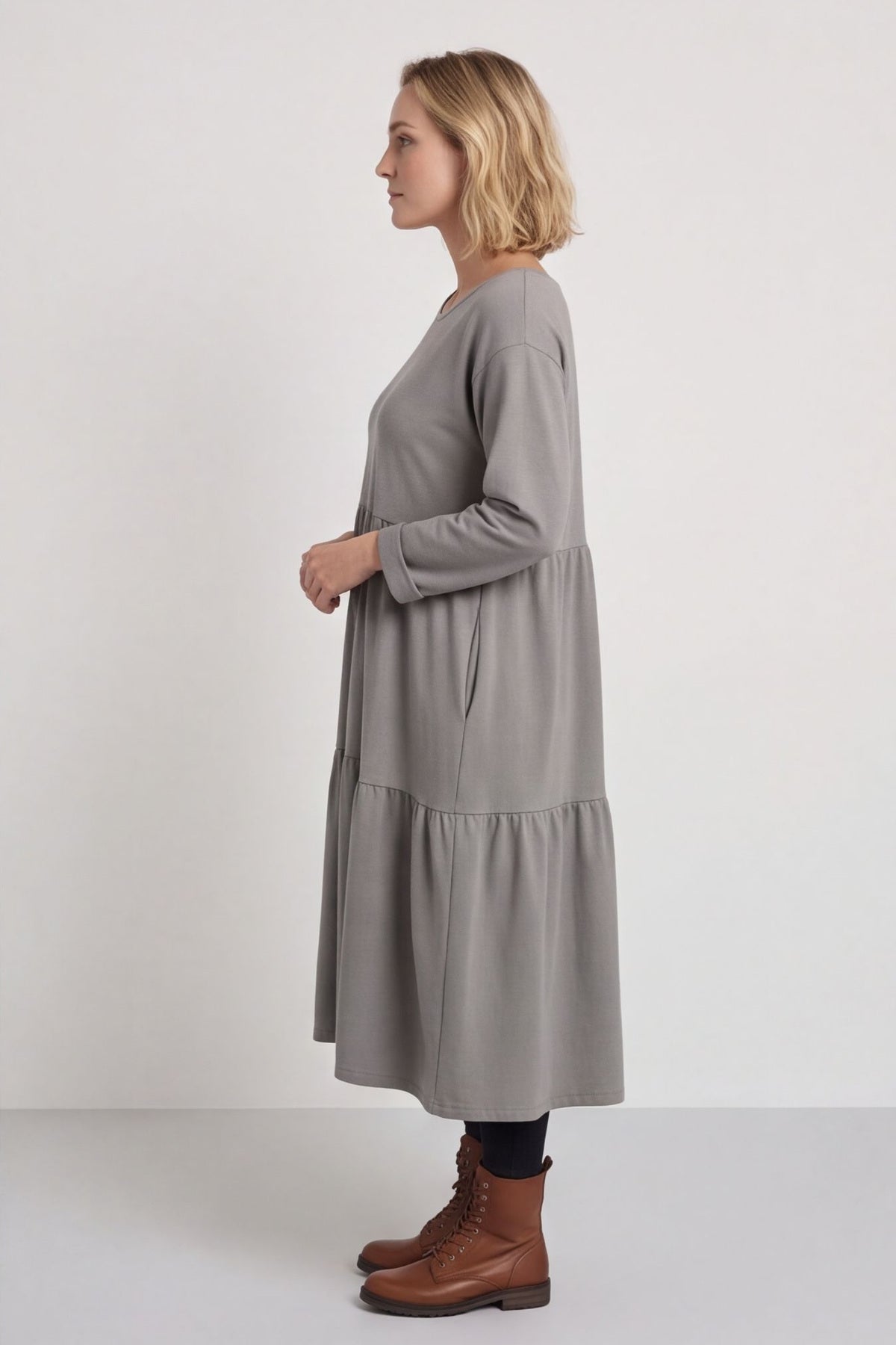Petunia Tiered Cotton Dress Mocha – image 3 of 5