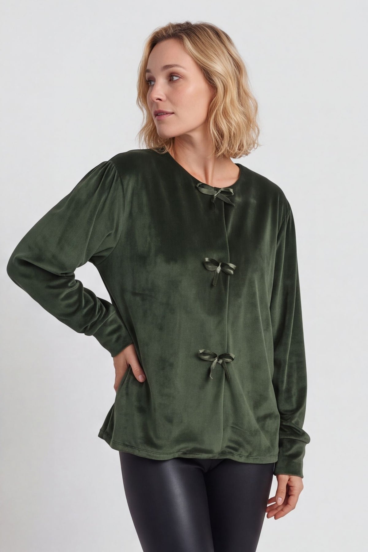 Rhona Bow Front Top Khaki – image 3 of 6