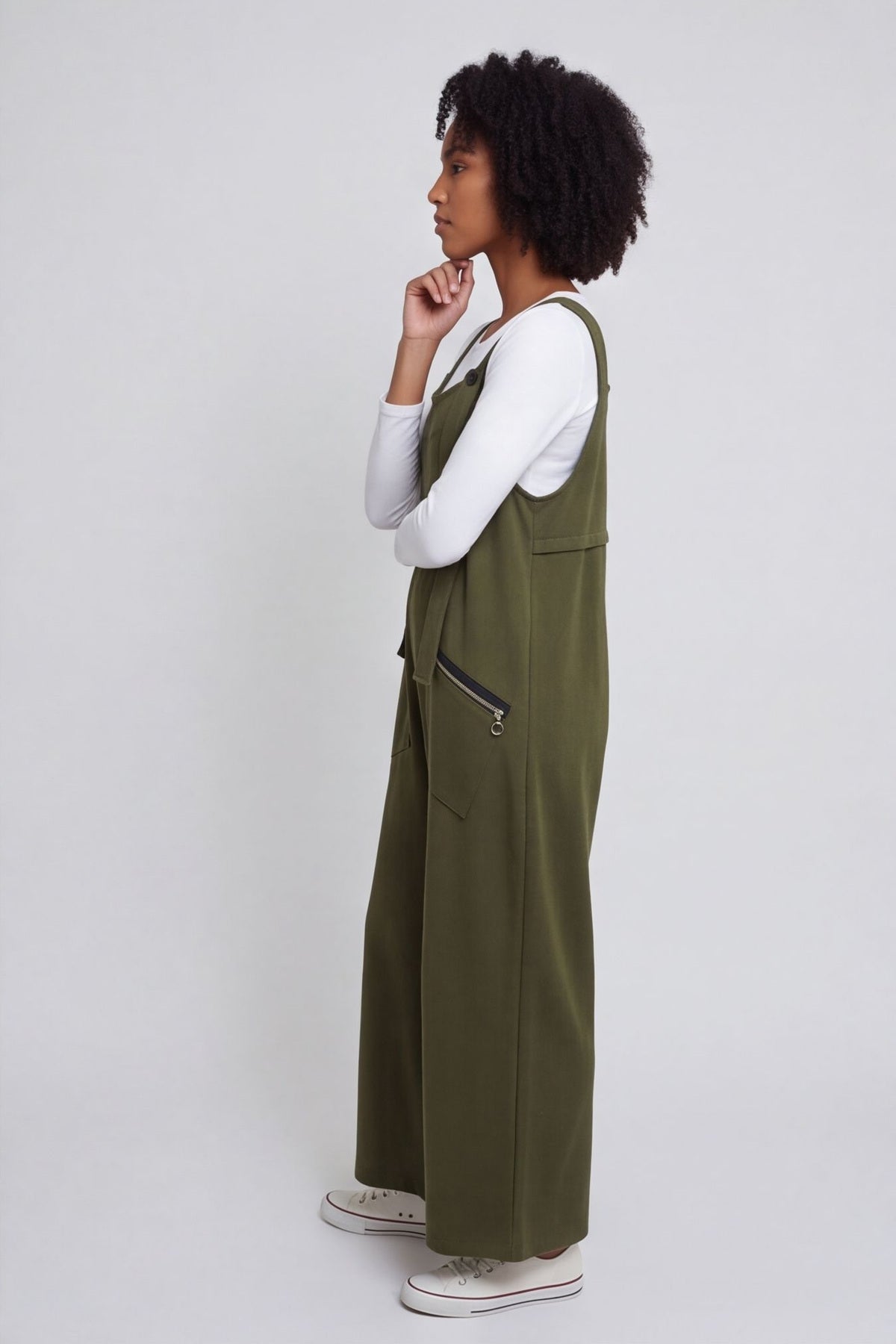 Kinley Pocket Cotton Jumpsuit Khaki – image 3 of 6