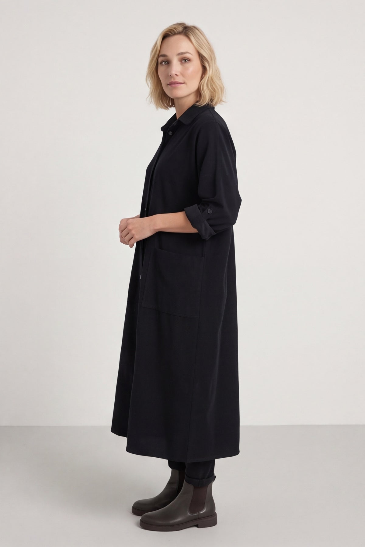 Lecia Needlecord Shirt Dress Black – image 3 of 4
