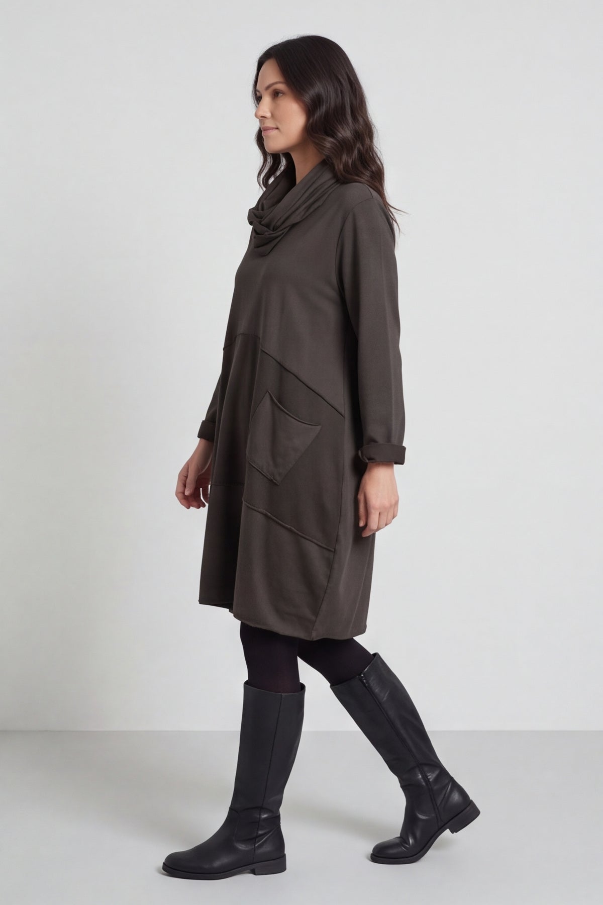 Rizo Snood Cotton Dress Cocoa – image 3 of 6