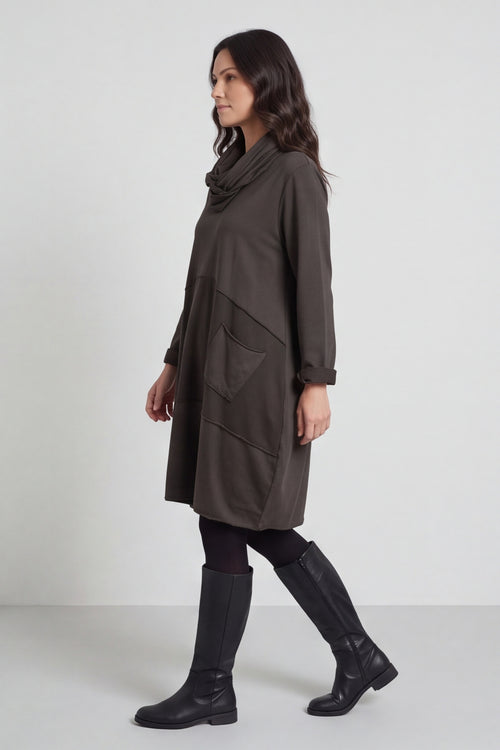 Rizo Snood Cotton Dress Cocoa – image 3 of 6