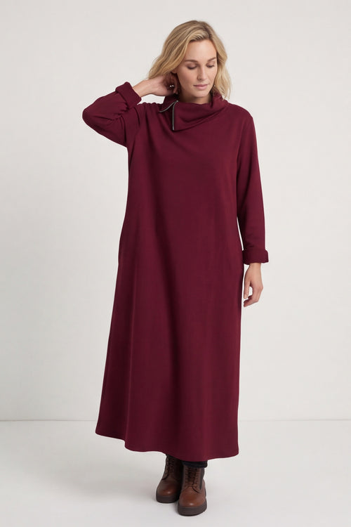 Wanda Zip Polo Cotton Dress Wine – image 3 of 6