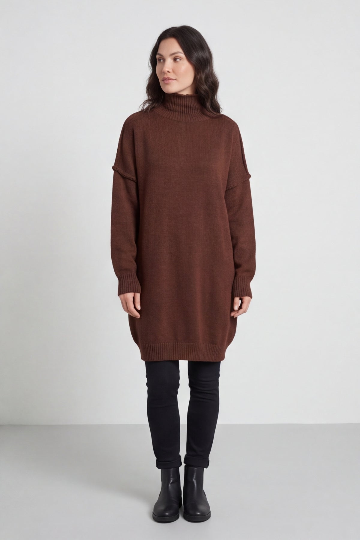 Bridie Polo Neck Knitted Tunic Cocoa – image 3 of 6