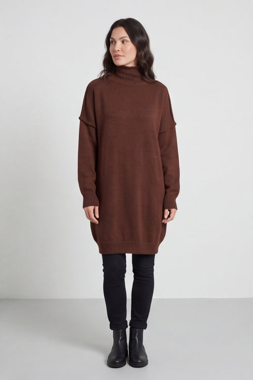 Bridie Polo Neck Knitted Tunic Cocoa – image 3 of 6