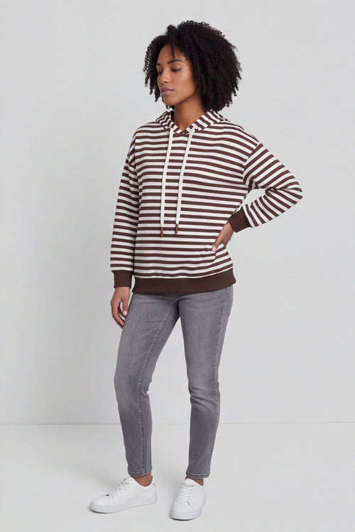 Selena Stripe Hooded Top Cocoa – image 3 of 6