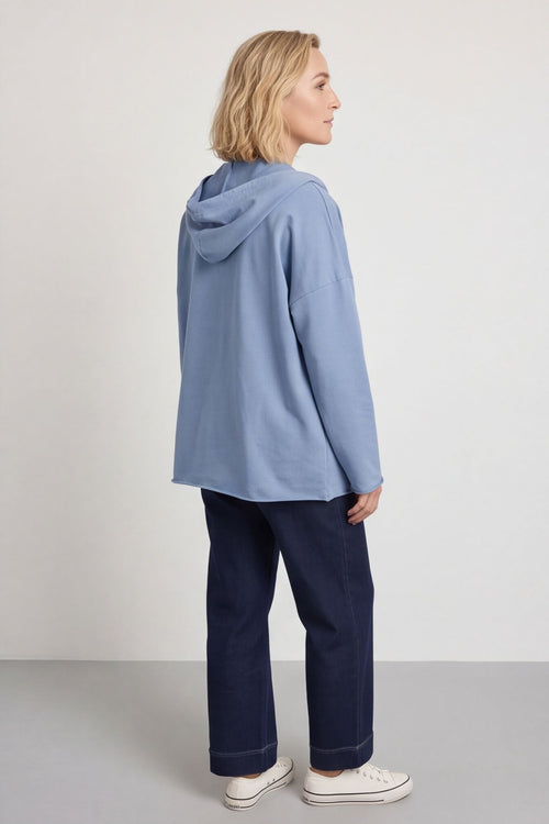 Dariana Zip Hooded Cotton Top Blue – image 3 of 6