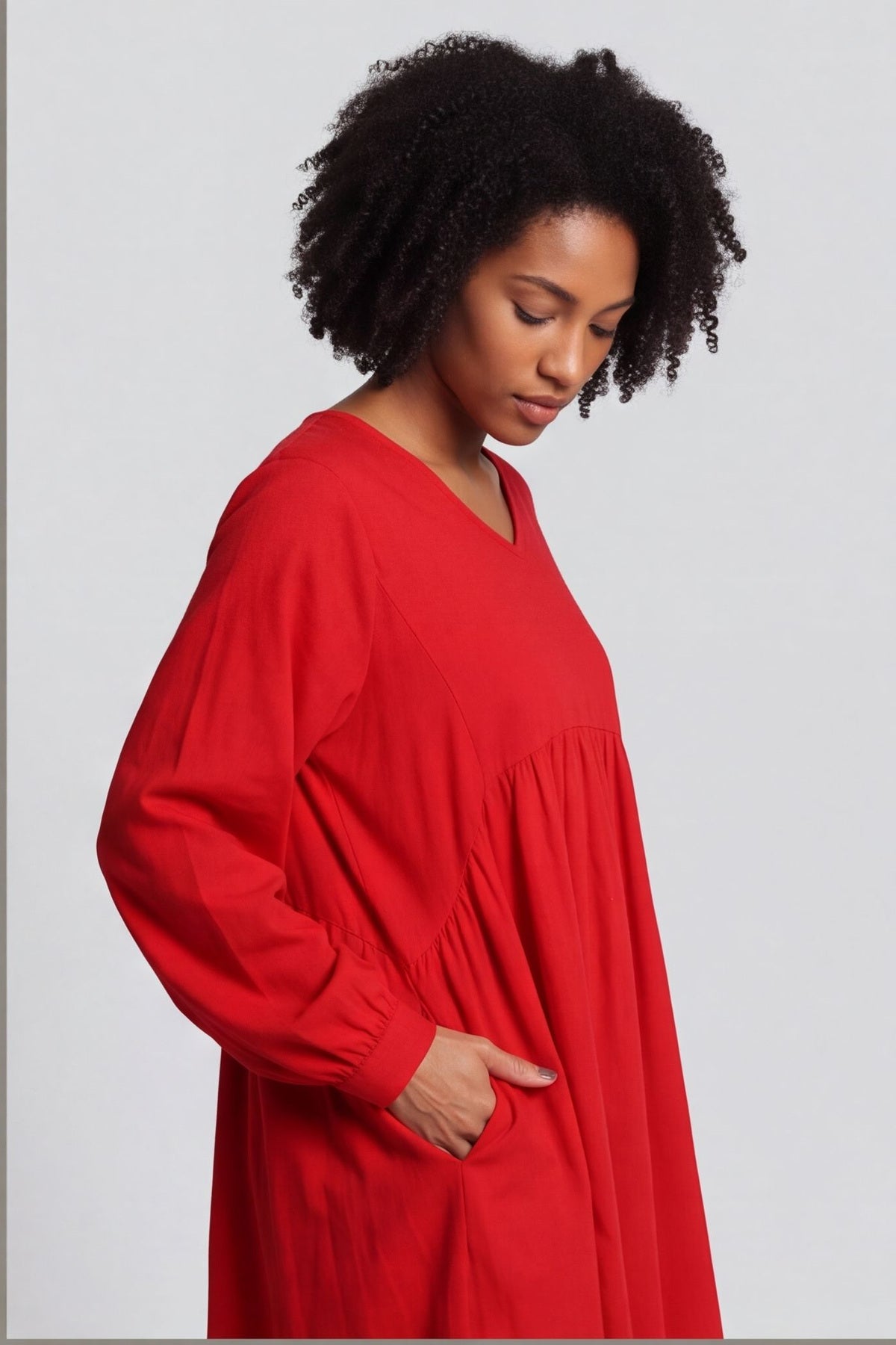 Eliza Cotton Dress Red – image 3 of 6