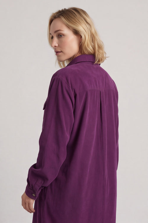 Dezi Needlecord Shirt Dress Purple – image 3 of 6