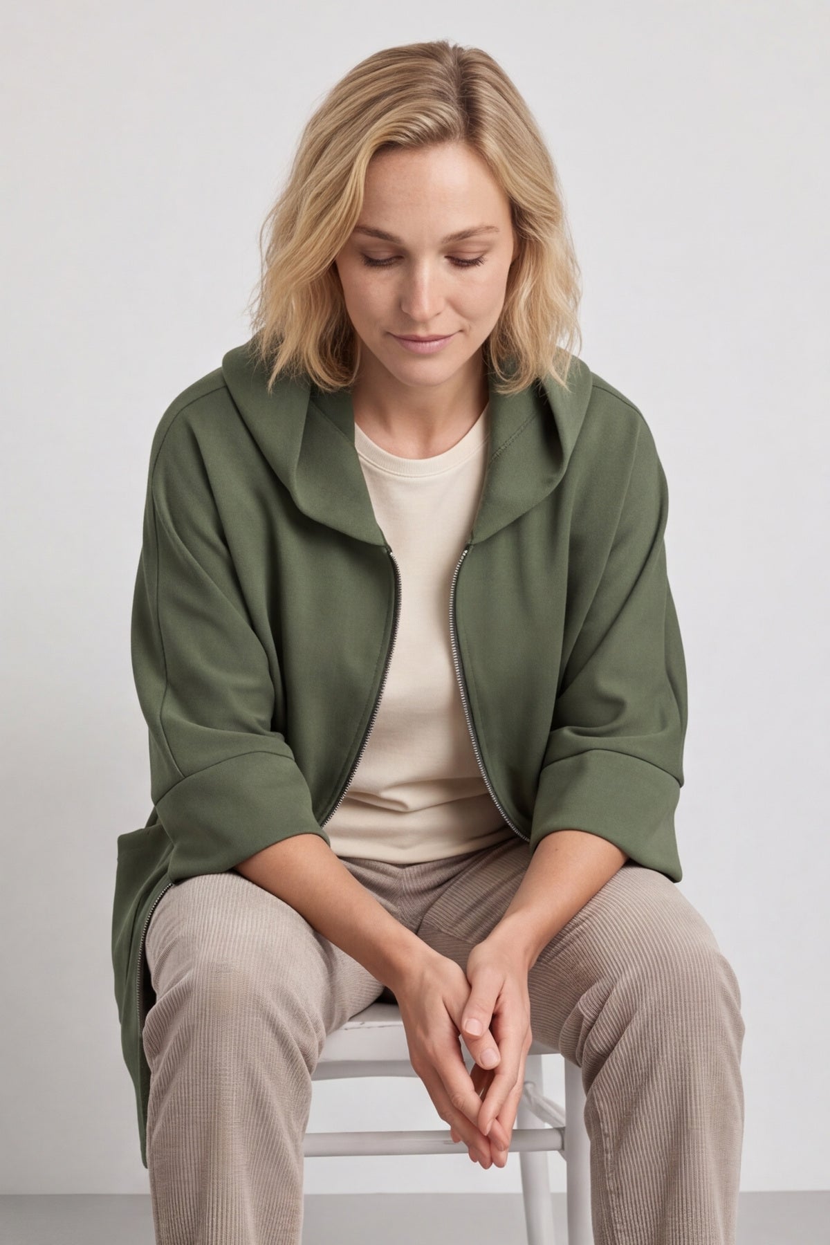 Marjorie Zip Hooded Jacket Khaki – image 3 of 6