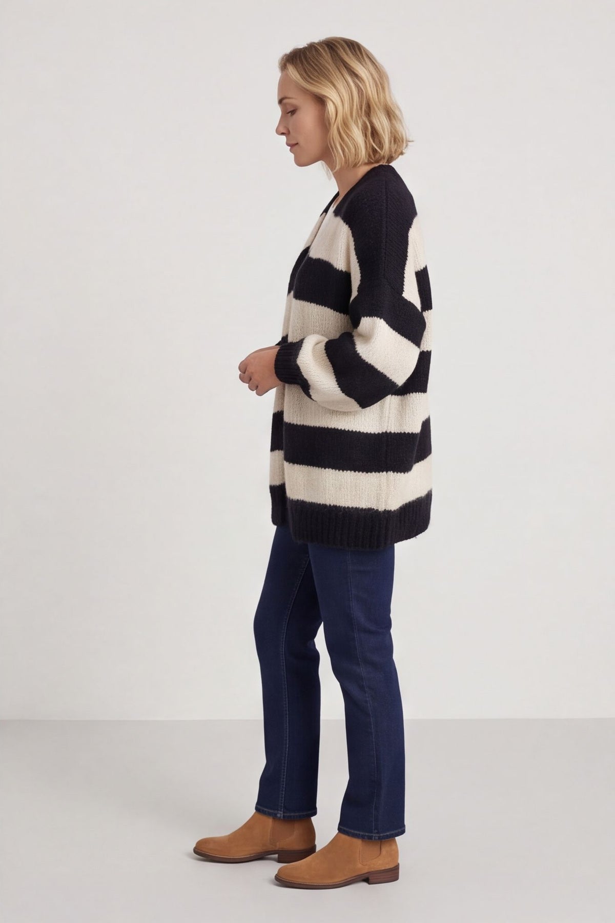 Kennedy Stripe Knitted Cardigan Navy – image 3 of 6
