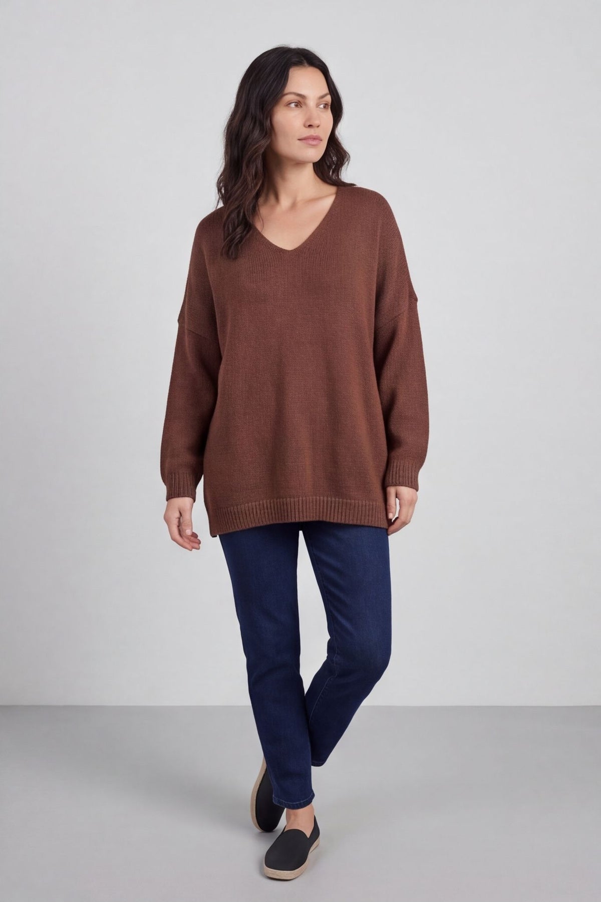Josephine V-Neck Knitted Jumper Cocoa – image 3 of 6