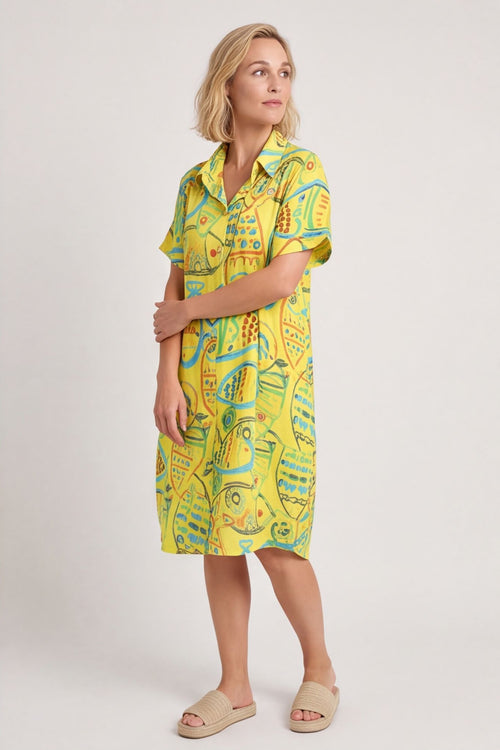 Naida Print Button Tunic Yellow – image 2 of 4