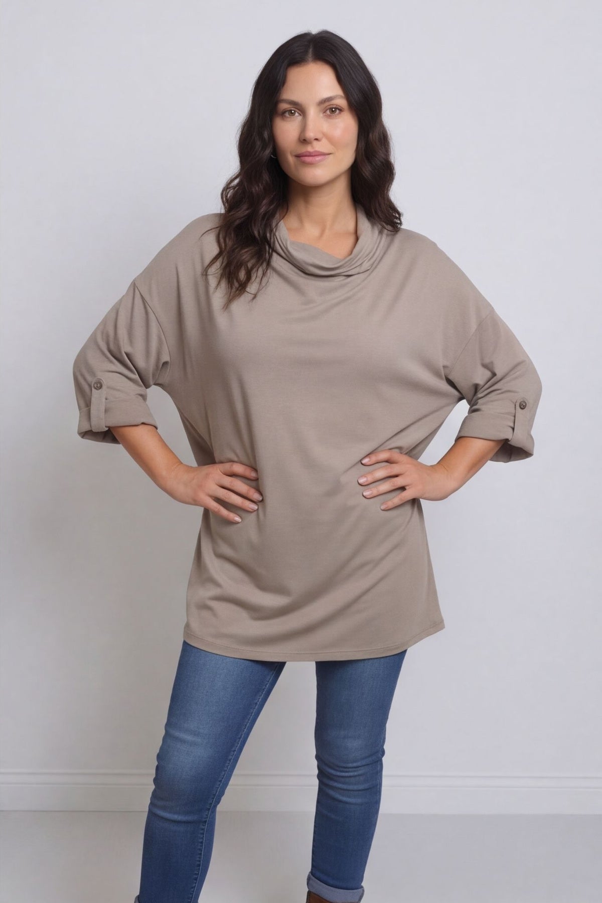Raleigh Cowl Cotton Top Mocha – image 2 of 3