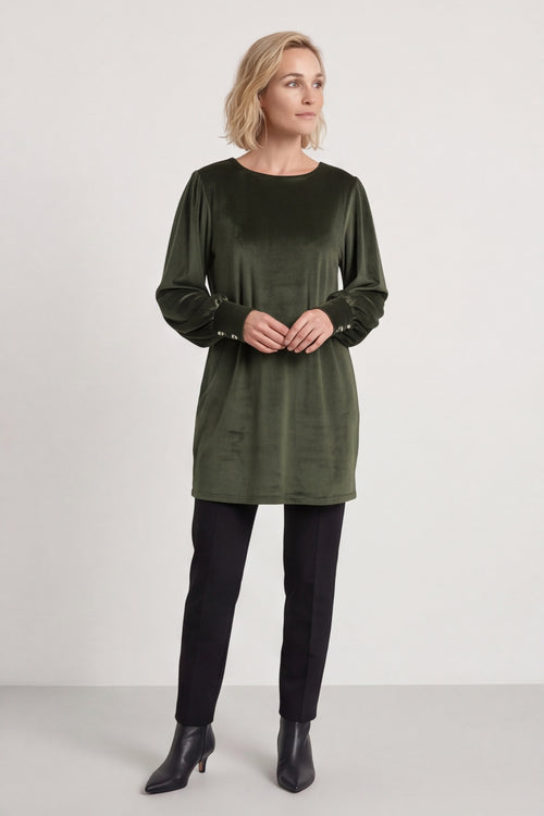 Zannah Button Back Tunic Khaki – image 3 of 5