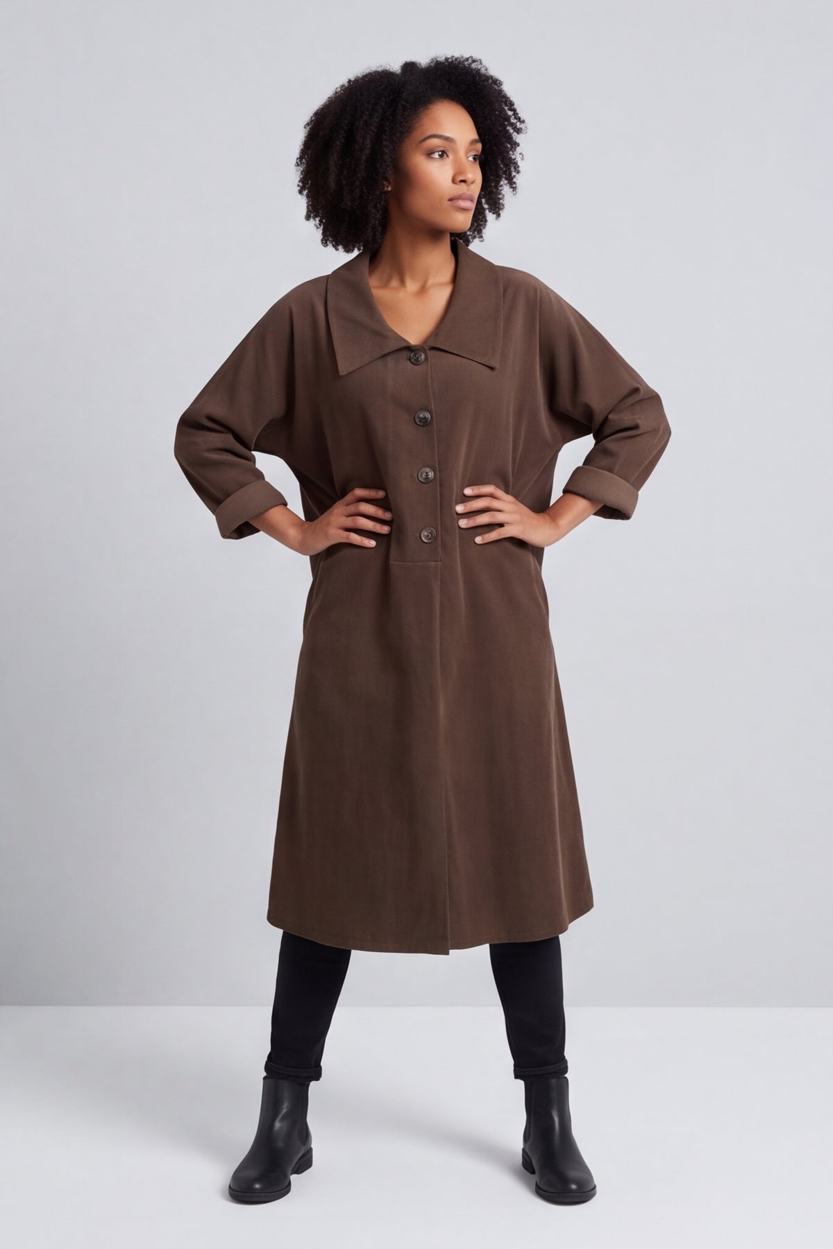 Amina Needlecord Dress Cocoa – image 3 of 6