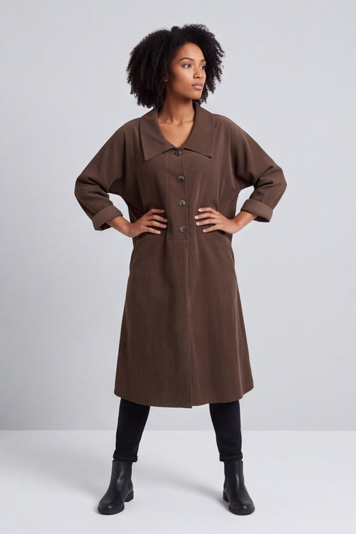 Amina Needlecord Dress Cocoa – image 3 of 6