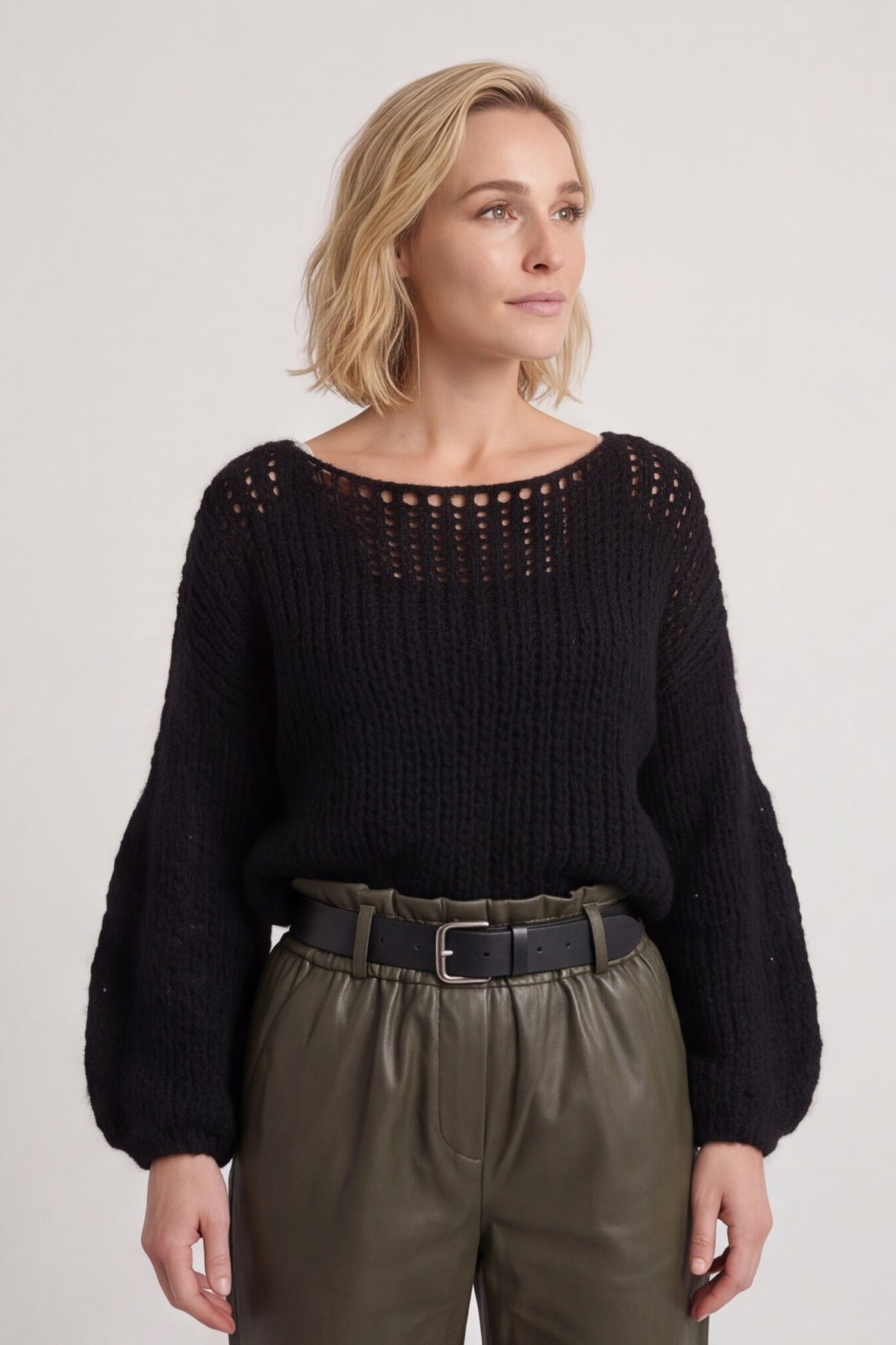 Hilary Wet Look Trousers Khaki – image 3 of 4
