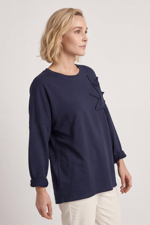 Kaila Flower Patch Cotton Top Navy – image 3 of 6