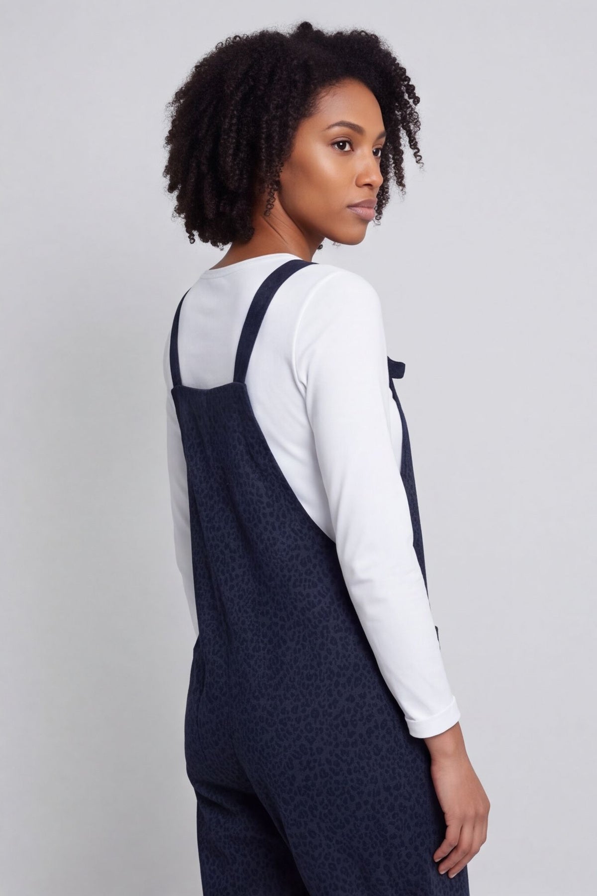 Pabo Leopard Needlecord Dungarees Navy – image 2 of 4