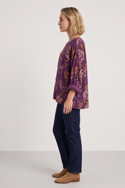 Doreen Print Needlecord Top Purple – image 3 of 6