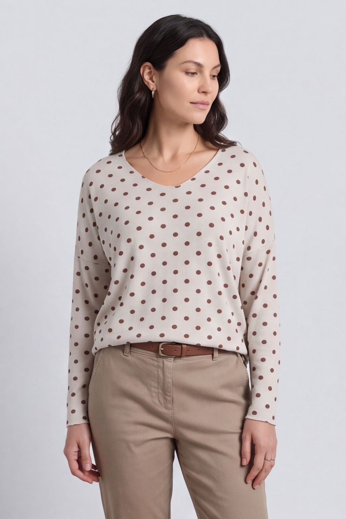 Lola Relaxed Polka Dot V-Neck Top – image 3 of 6