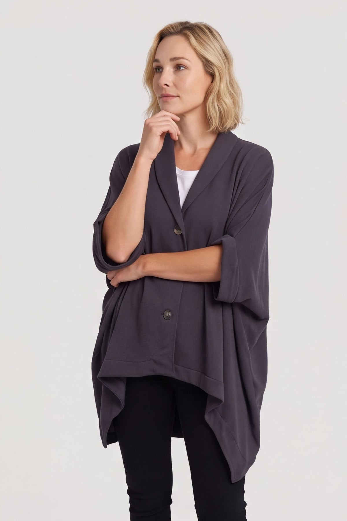 Carleen Batwing Cotton Jacket Charcoal – image 2 of 4