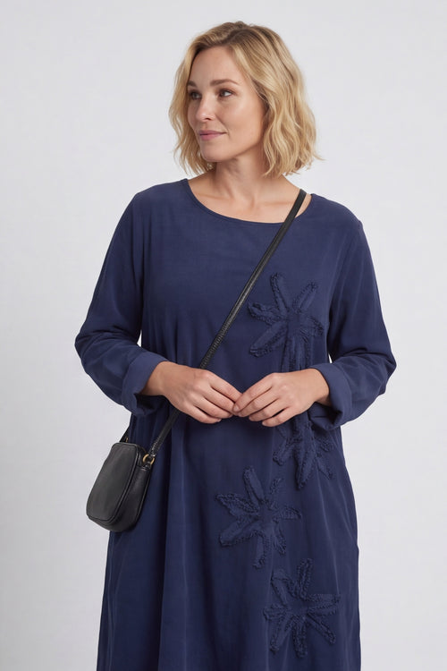 Florina Flower Patch Needlecord Dress Navy – image 3 of 6