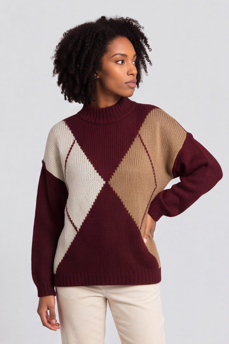 Rodina Argyle Knitted Jumper Wine – image 3 of 6
