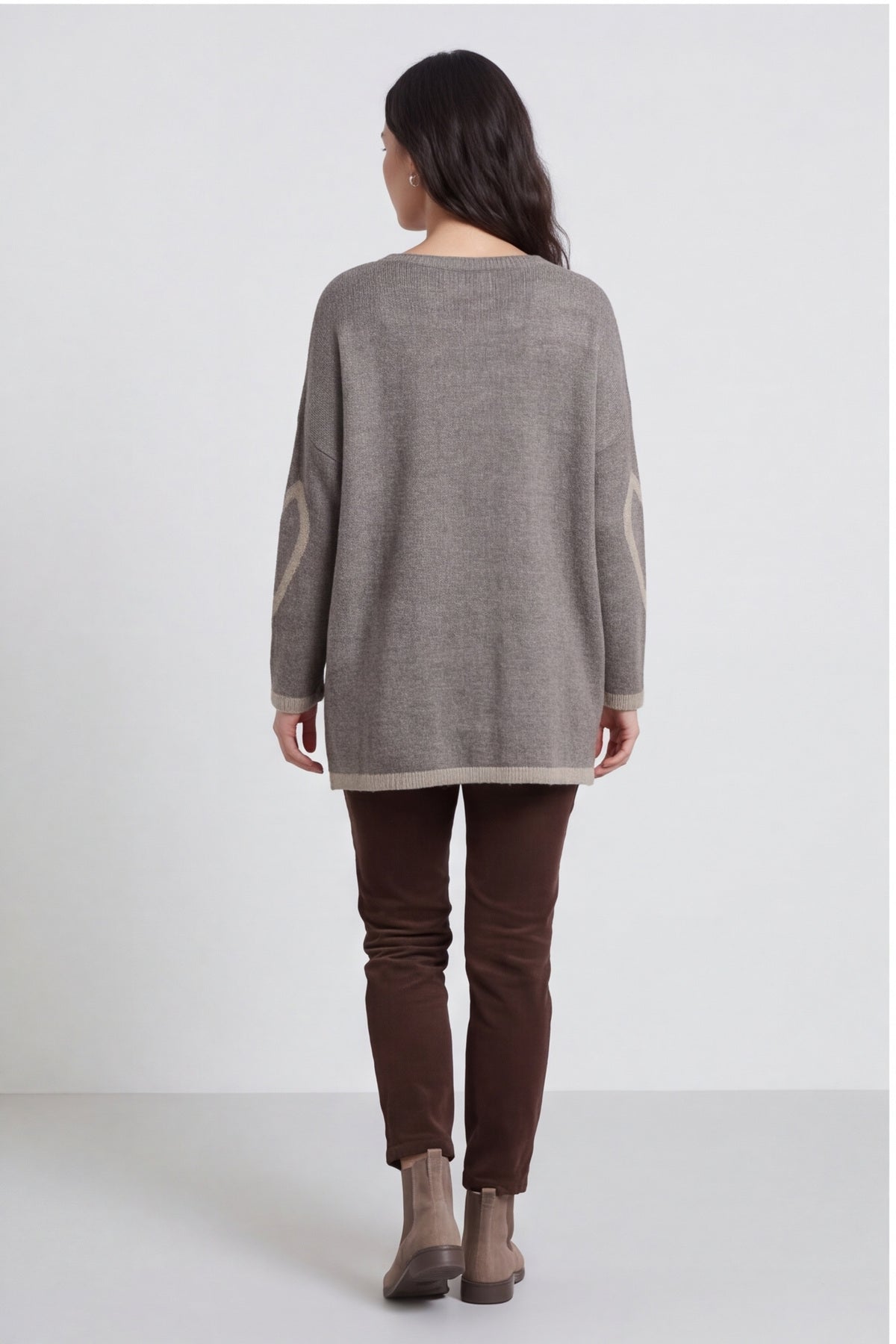 Milena Heart Knitted Jumper Mocha – image 2 of 4