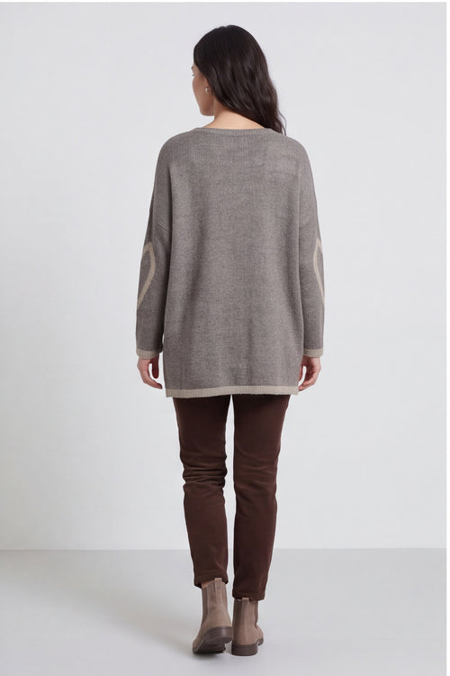 Milena Heart Knitted Jumper Mocha – image 2 of 4