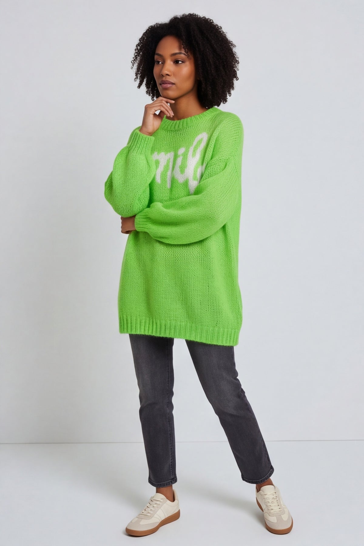 Smile Knitted Jumper Green – image 3 of 6