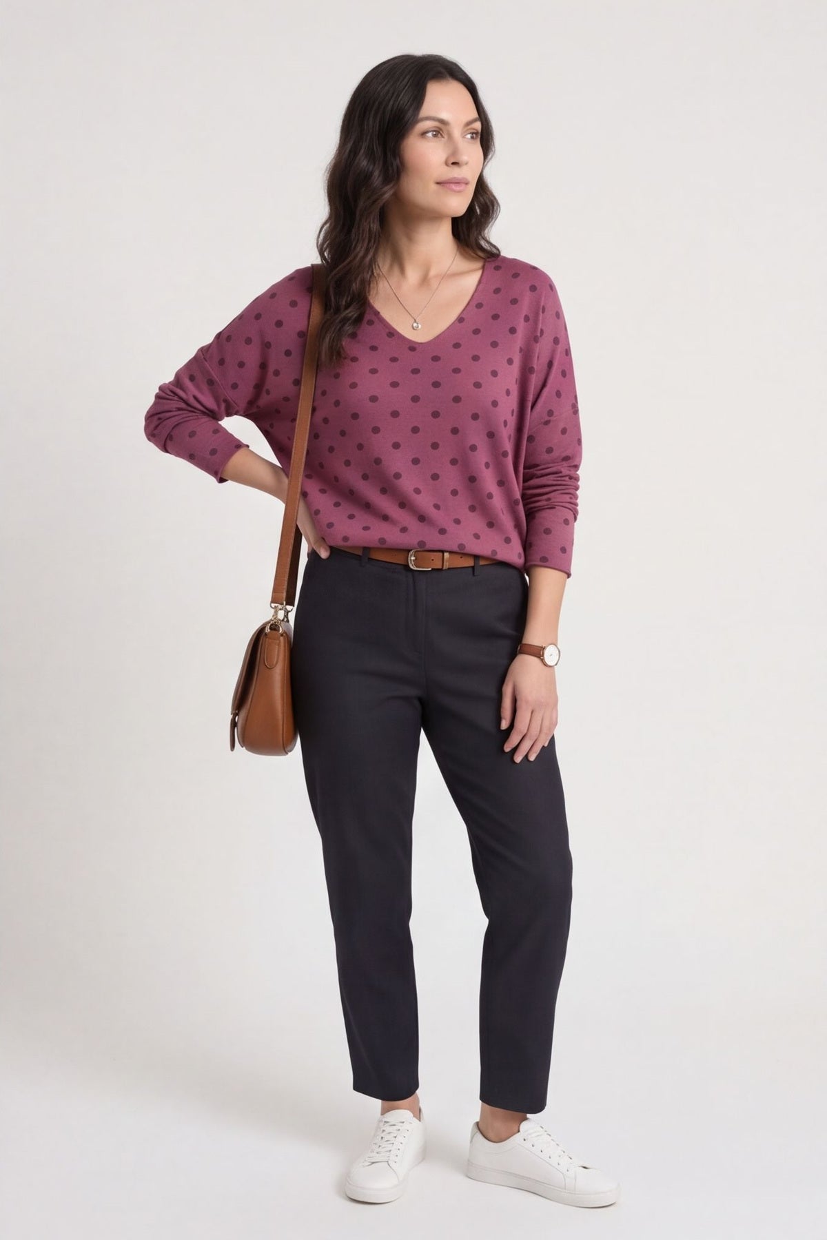 Lola Relaxed Polka Dot V-Neck Top – image 3 of 5