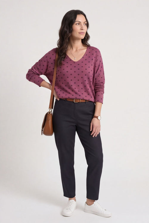 Lola Relaxed Polka Dot V-Neck Top – image 3 of 5