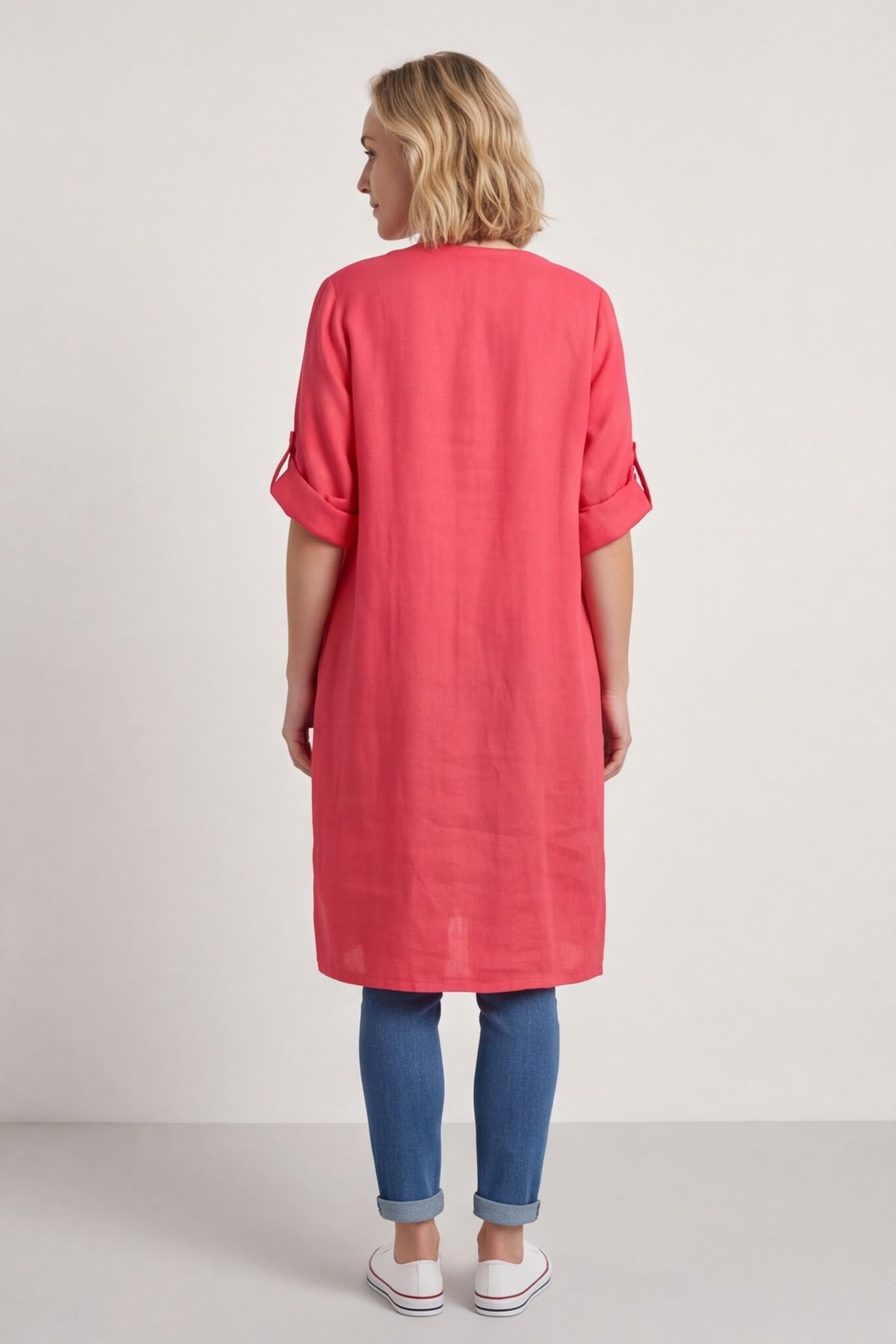 Alicia Button Linen Jacket Fuchsia – image 3 of 6