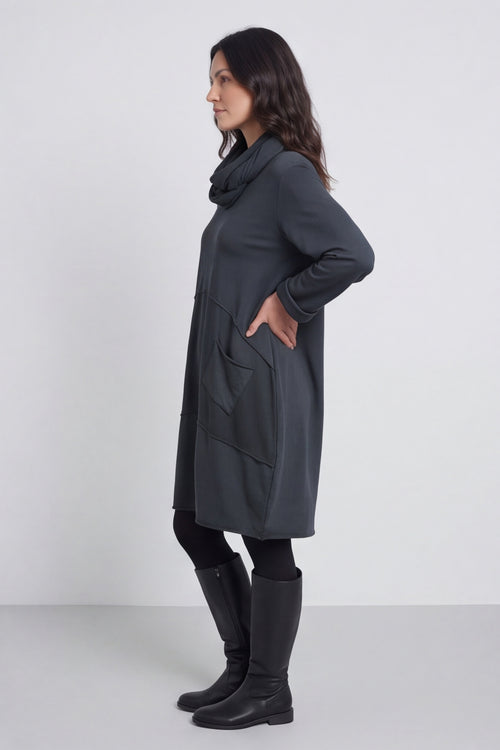 Rizo Snood Cotton Dress Charcoal – image 3 of 6