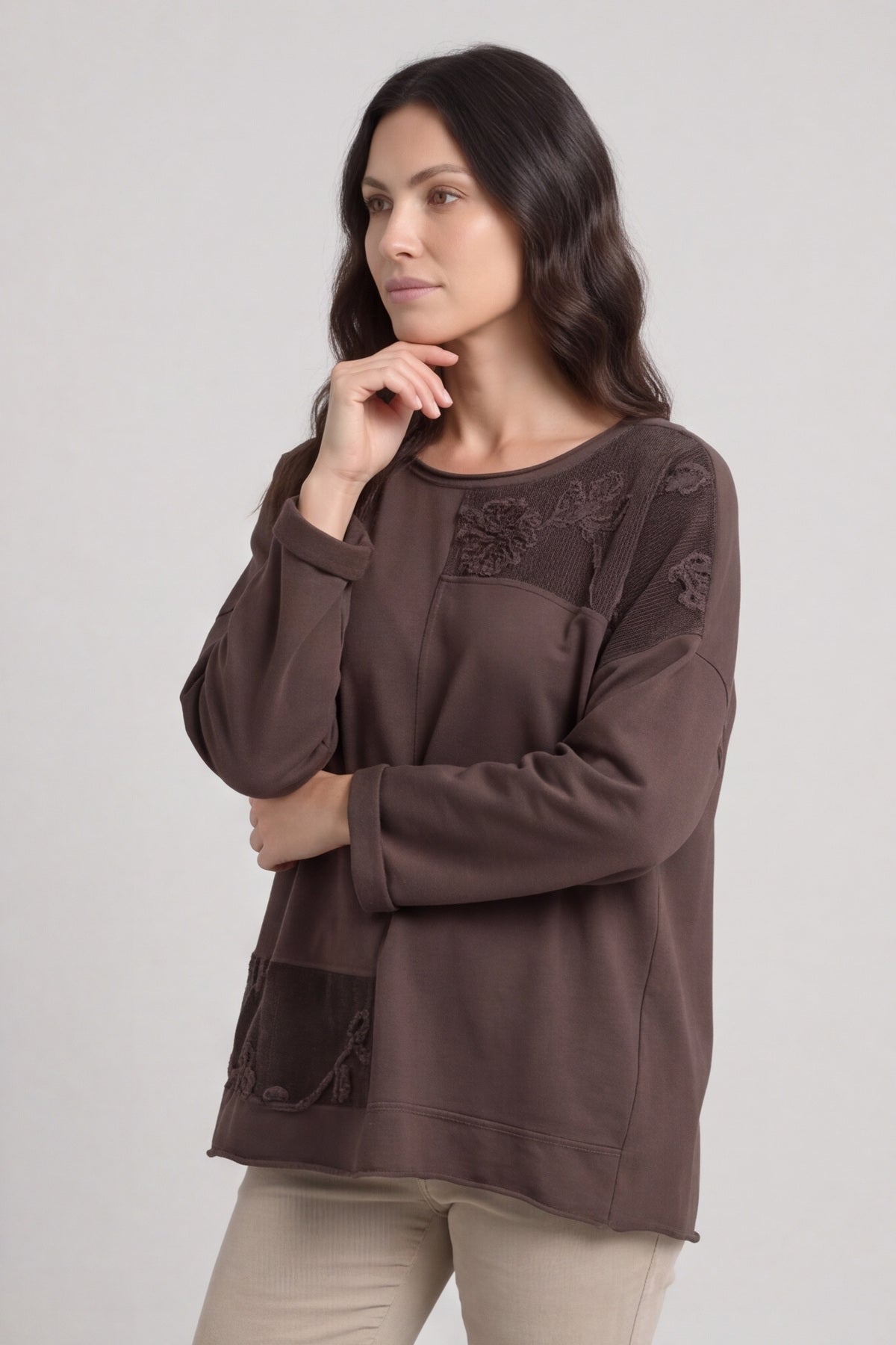 Louise Cord Patch Cotton Top Cocoa – image 3 of 6