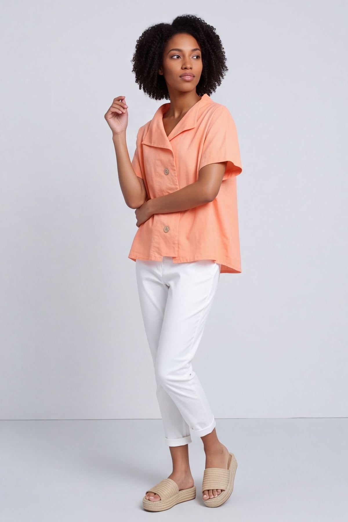 Sabella Linen Shirt Orange – image 2 of 3