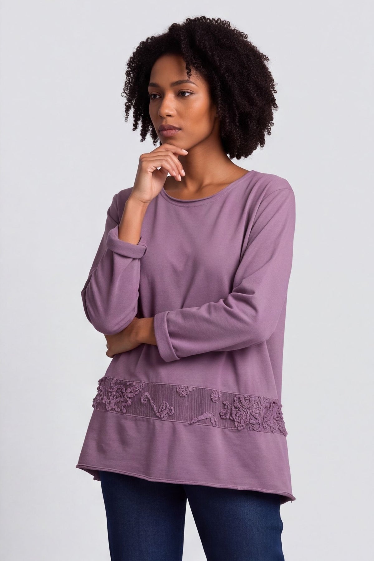 Liana Cord Band Cotton Top Purple – image 3 of 5