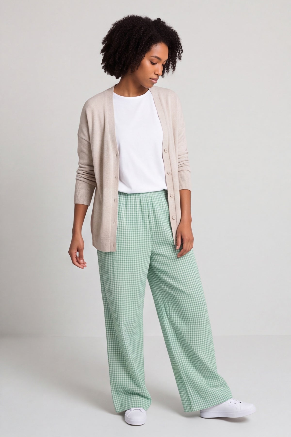 Cataleya Gingham Cotton Trousers Green – image 3 of 4