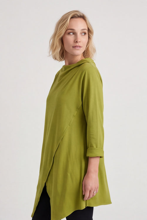 Nelle Cowl Cotton Top Olive – image 3 of 6