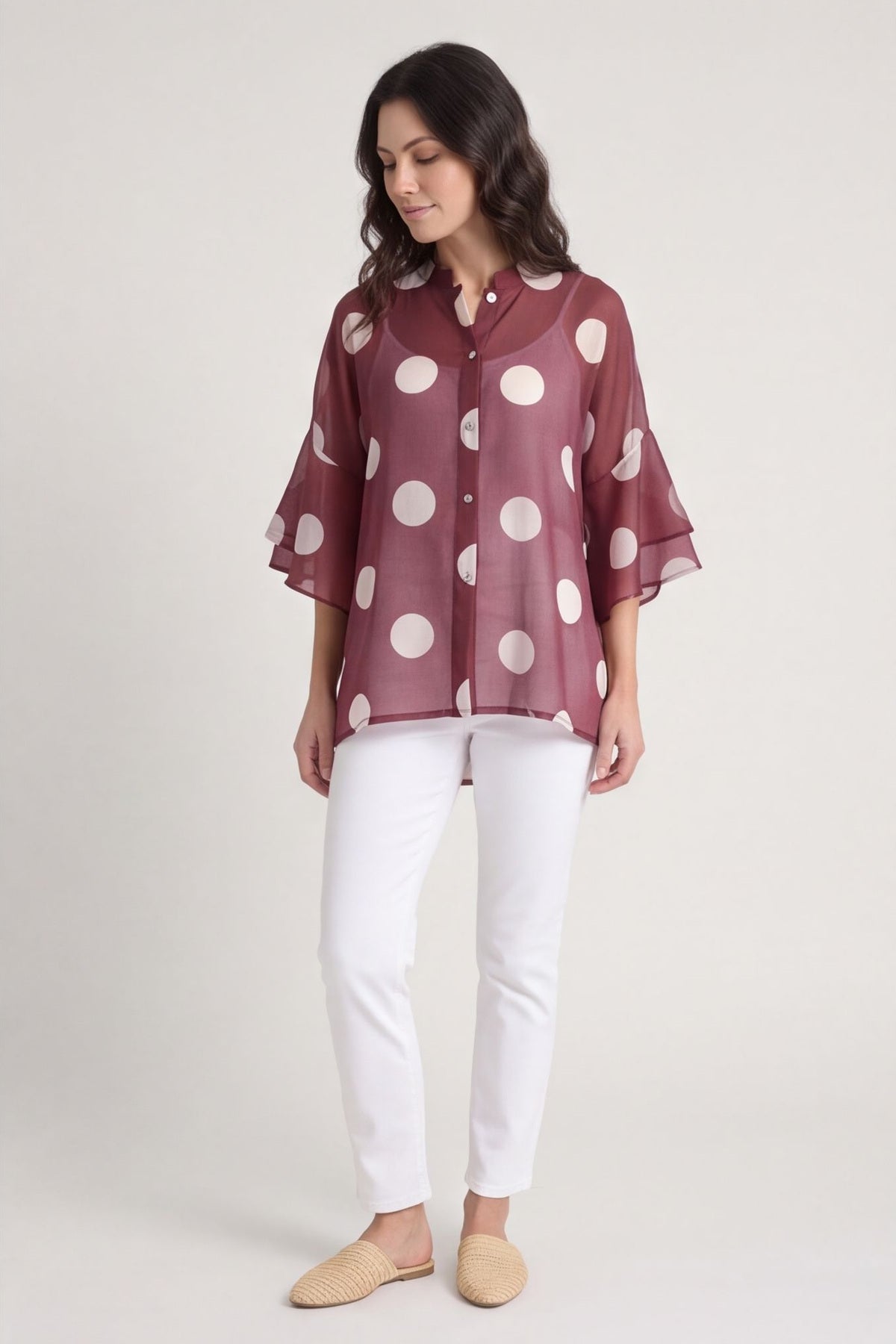 Cordelia Spot Print Shirt Wine – image 3 of 4