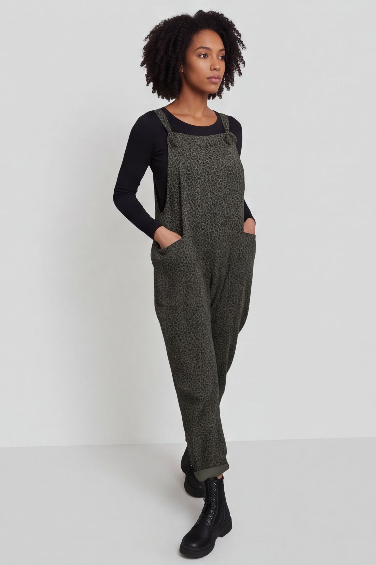 Pabo Leopard Needlecord Dungarees Khaki – image 2 of 4