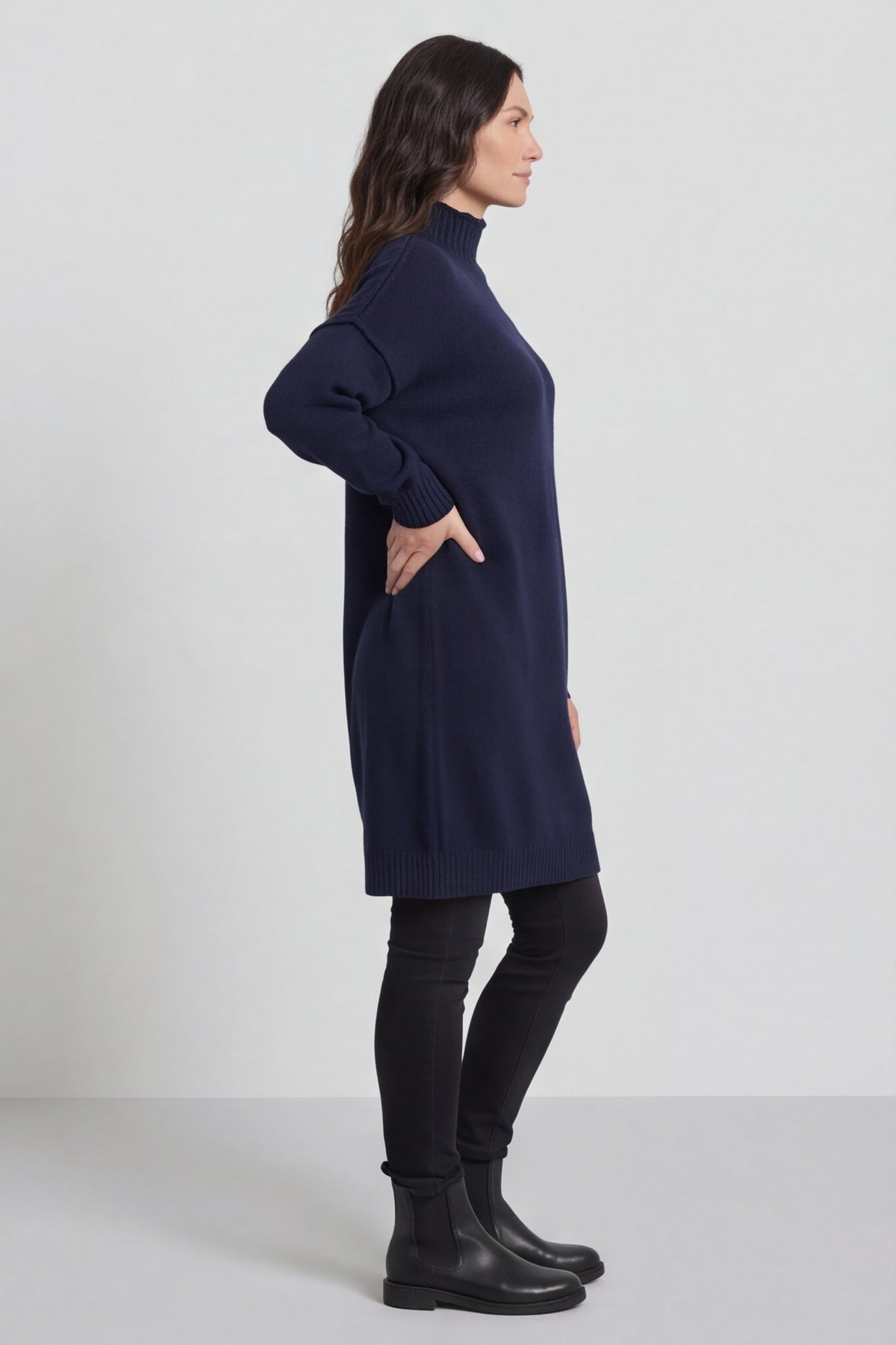 Bridie Polo Neck Knitted Tunic Navy – image 4 of 6