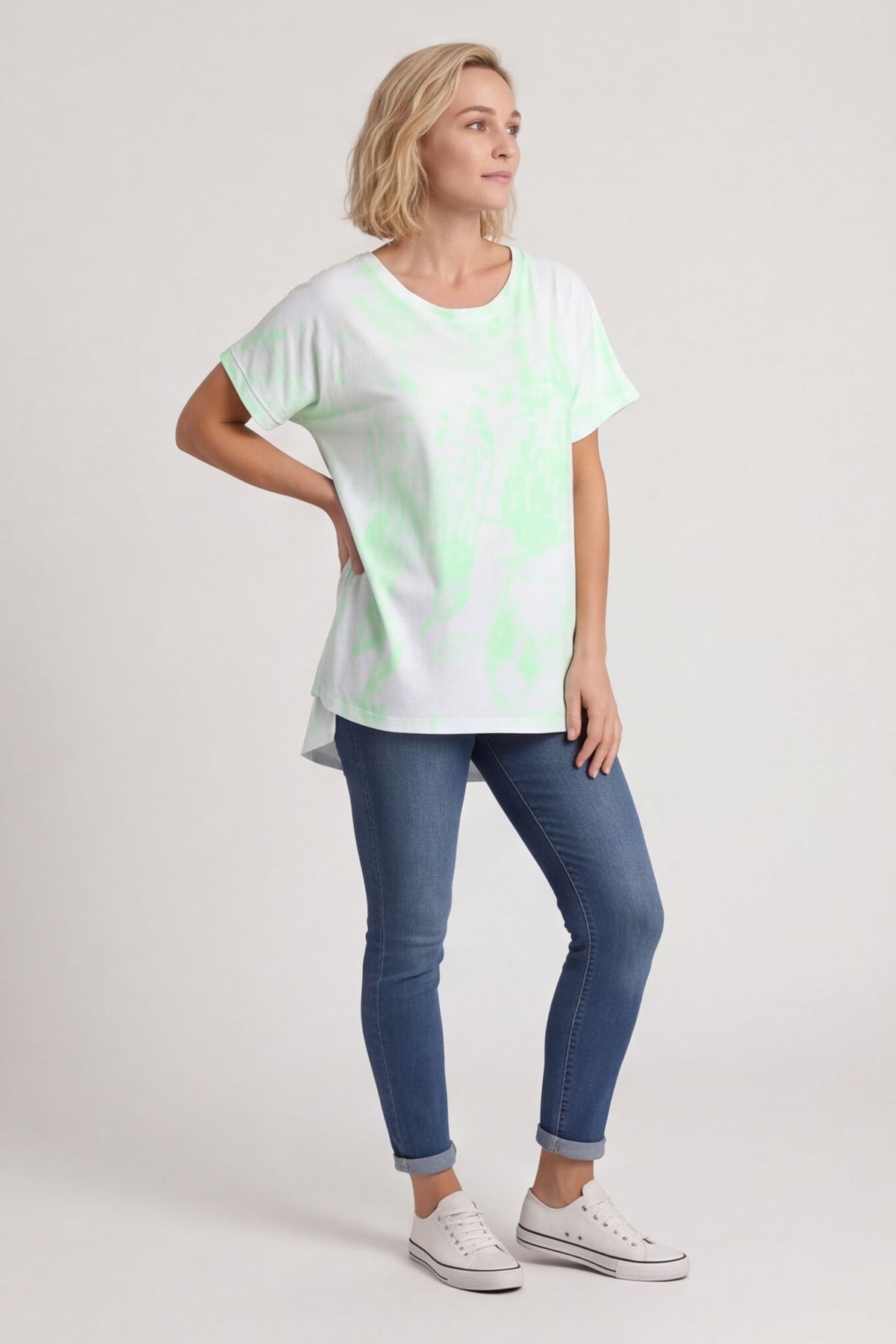 Alysia Tie Dye Cotton Top Green – image 4 of 6