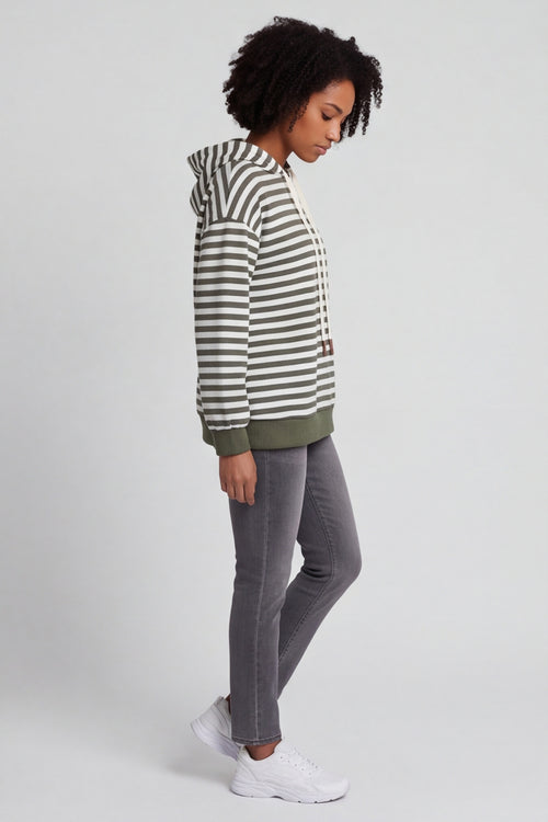 Selena Stripe Hooded Top Khaki – image 4 of 6