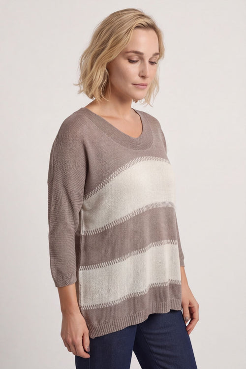 Davena Stripe Knit Top Mocha – image 4 of 6