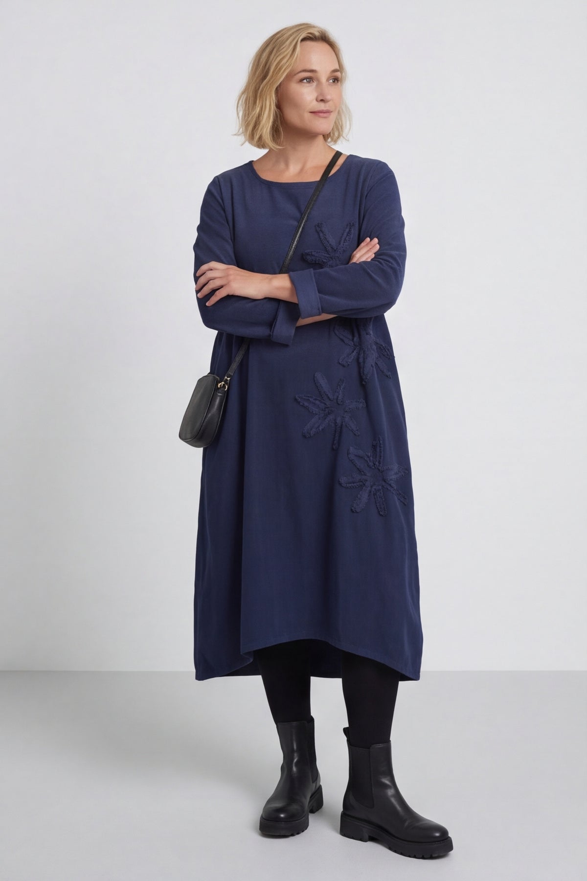Florina Flower Patch Needlecord Dress Navy – image 4 of 6