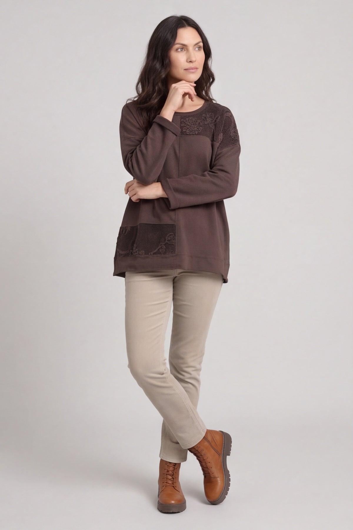 Louise Cord Patch Cotton Top Cocoa – image 4 of 6